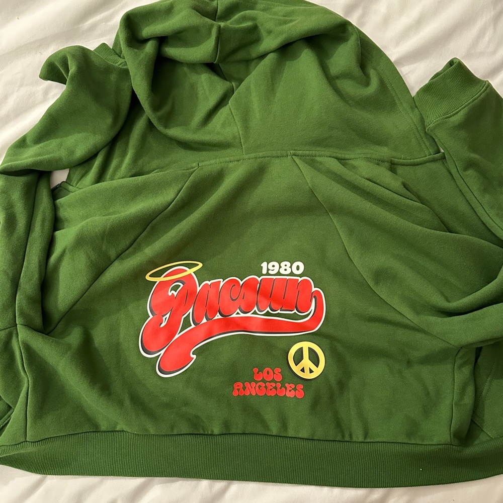 Pacsun cropped green zip up hoodie